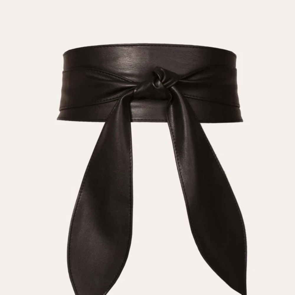 Faux black leather Obi minimalist belt 12-14 - Picture 1 of 3